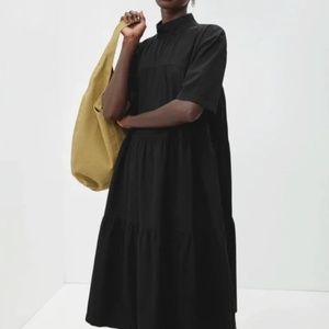 Black Everland Mockneck Tiered Nap Dress Size S